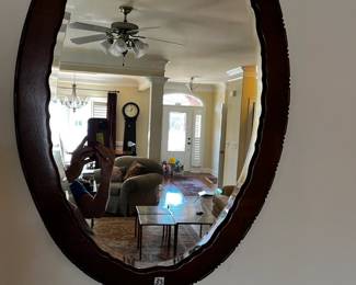 #32 Oval Beveled Wood Frame Mirror - 31x21 $45.00