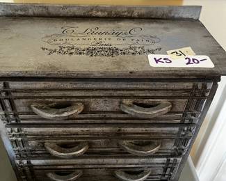 #30 Gray 4 Drawer Jewlery Box Distressed w/decoupage - 12x5.75x10.5 $20.00