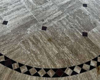#67 Round Stone Look Heavy Patio table w/metal tri-leg Base 30x29 $75.00