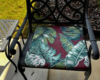 #107 Heavy metal Chair w/cushion $65.00