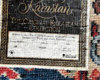 #6 Machine - Made Karastan 100% Wool Area Rug - 9'9" x 9' - Navy, Tomato Red , Cream $125.00