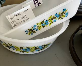 #111 Glassbake Loaf Pan & Oval Casserole Dish $25.00