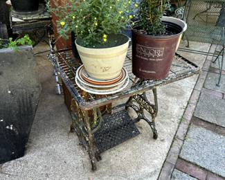 old iron sewing table
