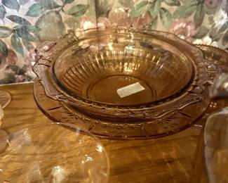 Pink depression glass