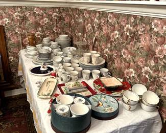 table full of dishes 