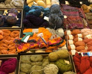 French; Italian; Switzerland; South American skeins of mohair; alpaca; cotton; cashmere; wool yarn