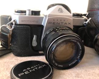 Vintage Asahi Pentax Camera outfit with lenses 