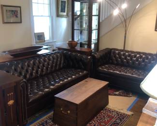 Pr Chesterfield leather sofas