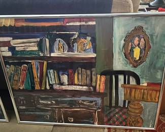 #79- NOW $225 was $300 Louise Waters (Pensacola artist -1924-2009) titled "the Library". 