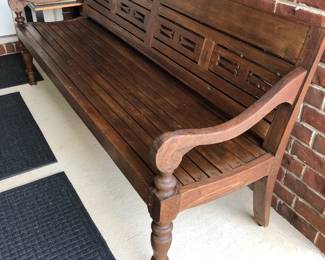 #30 - $1,150 - Antique Balinese (Indonesia) Wood teak bench hand pegged. 74"L approx