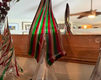 #11- $100 Vintage - like candy ribbon - Murano Christmas Tree red green swirl 