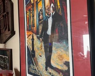 #65 - $550 - New Orleans Heritage Festival 200l -Louis Amstrong  1018/3000 Michael Michalopoulos. framed & matted. 