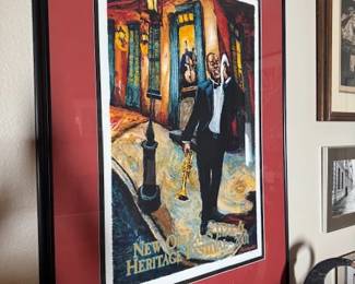 #65 - $550 - New Orleans Heritage Festival 200l -Louis Amstrong  1018/3000 Michael Michalopoulos. Framed & matted.
