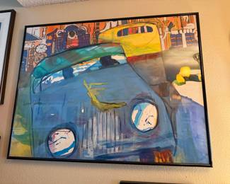 #18 - $300 - Louise Waters (local artist) Euro cars 40x30 