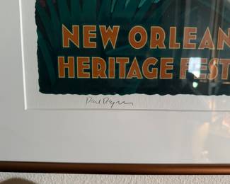 #25 - $500 -New Orleans Jazz & Heritage festival 2002 signed Paul Reyn marked with embossed stamp.28x41. Framed