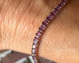 #50 - $1,150- Pink rubies bracelet 14kt gold 7 1/2"L from Riches jeweler in Birmingham AL - 9.65 gr