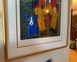#24 - $900 - George Rodrigue (1944-2013) New Orleans Jazz & Heritage festival 1996 Pete Fountain with Blue dog. Edition 2054/2500 - 30x42 - framed 