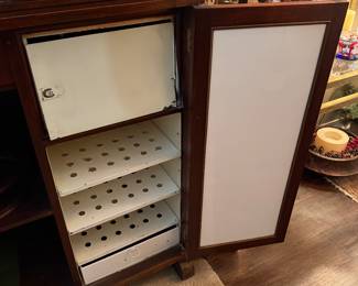 #19 - $1000 - American Empire bar with milk glass shelve & Compartments