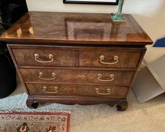 #7 - $350 - Lane burlwood 3 drawer chest 32Wx17Dx26 1/2T