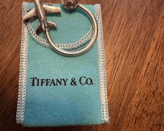 #44 - $100 each -Tiffany sterling key ring airplane & globe horseshoe (2 available)
