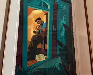 #25 - $500 -New Orleans Jazz & Heritage festival 2002 signed Paul Reyn marked with embossed stamp.28x41. Framed