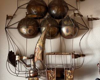 #2 - $425 - Curtis Jere wall sculpture patinated bronze plated brass - SIZE 