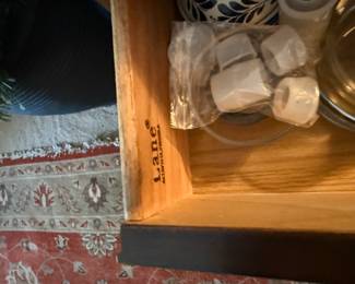 #7 - $350 - Lane burlwood 3 drawer chest 32Wx17Dx26 1/2T