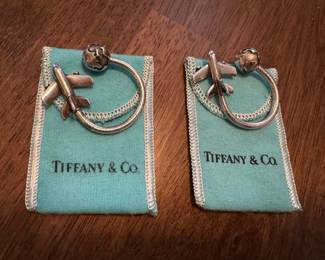 #44 - $100 each -Tiffany sterling key ring airplane & globe horseshoe (2 available)