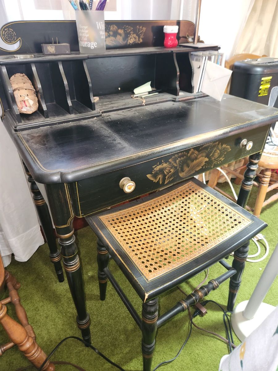 Vintage writing desk with stool