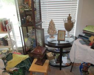 curio cabinet and small table