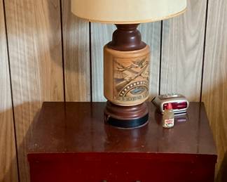 Bed side chest, retro lamp