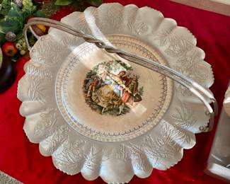 Aluminum ware basket with porcelain plate