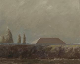 233
Gordon Cook
(1927-1985)
"Off False River" (Sacramento), 1984
Oil on canvas
Signed verso: G. Cook; inscribed "#517" in red ink on the stretcher bar; titled on a label affixed to the stretcher bar
10" H x 11" W
Estimate: $3,000 - $5,000