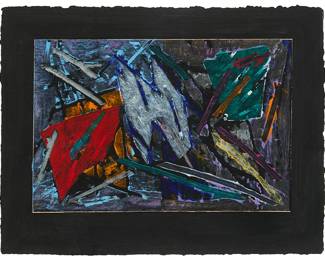 67
Charles Arnoldi
(b. 1946)
Untitled, 1986
Monotype in colors on wove paper
Signed, dated, and inscribed in pencil in the lower margin, at center: Arnoldi "SM" 7/13/86; dated again and inscribed on the frame's verso: "GTW-CA-SB-04-#12- 1986"
Image: 14" H x 21.25" W; Sheet: 20.25" H x 26.75" W
Estimate: $2,000 - $3,000