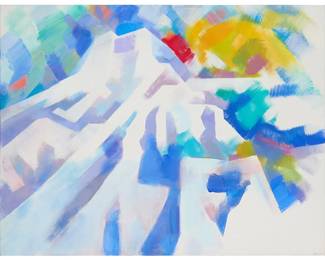249
Erle Loran
(1905-1999)
"Mountain Top," circa 1980s
Oil on canvas
Signed lower right: Loran; titled and dated on a label affixed to the frame's backing board
40" H x 52" W
Estimate: $1,500 - $2,500