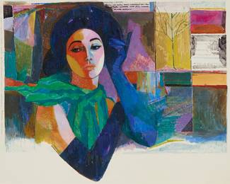 339
Mario Armond Zamparelli (1921-2012)
Portrait of a woman in fauvist colors
Watercolor and colored pencil on artist's board
Unsigned; estate stamped verso
Image: 15.75" H x 19.75" W; Artist's board: 18.5" H x 24.5" W
Estimate: $500 - $700