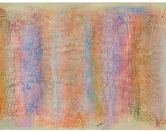 111
Robert Natkin
(1930-2010)
Untitled, from the "Bath Apollo Series," 1980
Acrylic on canvas
Signed lower right: Natkin; title of the series and date on gallery label affixed to the frame's backing paper
Image/Sheet: 24.25" H x 36" W
Estimate: $2,000 - $4,000
