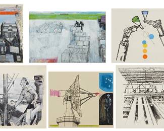 370
Mario Armond Zamparelli (1921-2012), Science, Industry
A group of six industrial and/or scientific illustrations
Each: Graphite, gouache, colored pencil, and mixed media on artist's board
One of the works signed and dated in red ink along the lower edge, at right: Zamparelli 81; all other works unsigned; estate stamped verso
Smallest artist's board: 20" H x 14.875" W; Largest artist's board: 20" H x 21.25" W
Estimate: $600 - $900