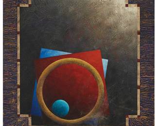 266
Richard Carter
(b. 1946)
"Requiem for a Juggler III," 1991
Acrylic on canvas
Signed, titled, dated (three times), and inscribed "#22," all along the canvas overlaps: R. Carter '91
40" H x 36" W
Estimate: $600 - $800