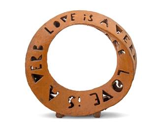 152
Charles Sherman
(b. 1947)
"Mobius Ring - Love Is a Verb"
Pigmented ceramic
Unmarked
17.75" H x 18" W x 4.5" D
Estimate: $600 - $800