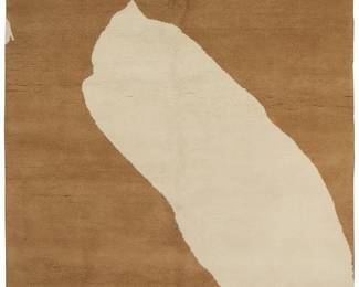 114
After Robert Motherwell (1915-1991)
A 'Beige Figuration' woven wool tapestry from Modern Masters Tapestries, Inc., circa 1975
From the edition of unknown size
Woven signature to upper margin verso: R. M.; with tag applied verso: Premgal / 100% Wool Pile / Hand Made in India / Mothproofed
8' 9" H x 6' 1" W
Estimate: $4,000 - $6,000
