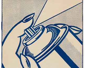 64
Roy Lichtenstein
(1923-1997)
"Spray Can," from "One Cent Life" portfolio, 1963-64
Lithograph in blue on wove paper
From the unsigned edition of 2000 (there was also a signed deluxe edition of 60)
Unsigned; Maurice Beaudet, Paris, prntr.; E.W. Kornfeld, Bern, Switzerland, pub.
Image: 12.625" H x 10.625" W; Sheet: 12.875" H x 10.875" W
Estimate: $1,000 - $1,500