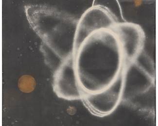 148
Michael Young
(b. 1952)
Abstract composition, 1987
Ink, sand, and earth on black paper
Appears unsigned; titled twice on gallery labels affixed to the frame's backing board
Sight: 71" H x 65" W
Estimate: $1,000 - $1,500