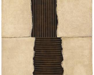 187
Babak Emanuel
(b. 1966)
Untitled I, from the "Concrete Series"
Wax and candle wick on wood panel
Signed verso: B Emanuel
50" H x 42" W x 3.5" D
Estimate: $2,000 - $3,000