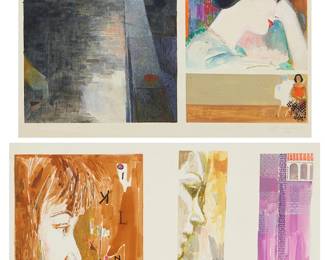 317
Mario Armond Zamparelli (1921-2012)
A group of six watercolor, gouache, and colored pencil illustrations on board
Comprising three illustrations executed directly on one board and three illustrations executed directly on another board; subjects include figural portraits in profile, a woman in an urban streetscape, and other figural studies depicting women; one board is signed "Zamparelli" and dated "45" in pencil near the lower right corner: others unsigned; estate stamped verso
Smallest image: 15.5" H x 3" W; Largest image: 16" H x 9.75" W; Smallest artist's board: 18.25" H x 23" W; Largest artist's board: 19" H x 24.75" W
Estimate: $300 - $500