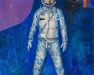 284
Mario Armond Zamparelli
(1921-2012)
Astronaut
Colored pencil, gouache, and mixed media on artist's board
Unsigned; estate stamped verso
Image: 14.5" H x 11" W; Artist's board: 21.75" H x 15" W
Estimate: $800 - $1,200