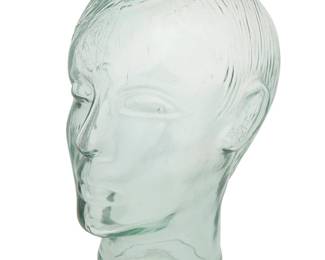 321
A Modern molded glass head hat display
Late 20th century
Unmarked
In the manner of Piero Fornasetti (1913-1988)
9.75" H x 6.25" W x 8" D
Estimate: $300 - $500