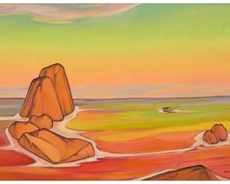 214
Tarmo Pasto
(1906-1986)
"Evening Sea," 1972
Oil on canvas
Signed and dated lower right: Tarmo 72; titled in pencil on the frame's verso
30" H x 48" W
Estimate: $1,500 - $2,500