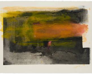 62
Helen Frankenthaler
(1928-2011)
"Deep Sun," 1983
Etching, engraving, aquatint, spite-bite, mezzotint, and drypoint in colors on St. Armand handmade paper
Edition: 27/54 (there were also 16 artist's proofs)
Signed, dated, and numbered in pencil in the lower margin: Frankenthaler '83; Tyler Graphics, Ltd., Mount Kisco, New York, pub., with their blindstamp in the lower right margin corner
Plate: 23.75" H x 35.75" W; Sheet: 30.125" H x 40.375" W
Estimate: $6,000 - $8,000
