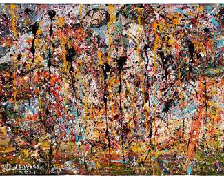 87
Davood Roostaei
(1959-2023)
"Perennial Struggles," 2021
Acrylic on canvas
Signed, dated, and with the artist's initial and device lower left: D (or R) Davood / 2021; titled, dated again, and with the artist's handprints, verso
36" H x 48" W
Estimate: $40,000 - $60,000